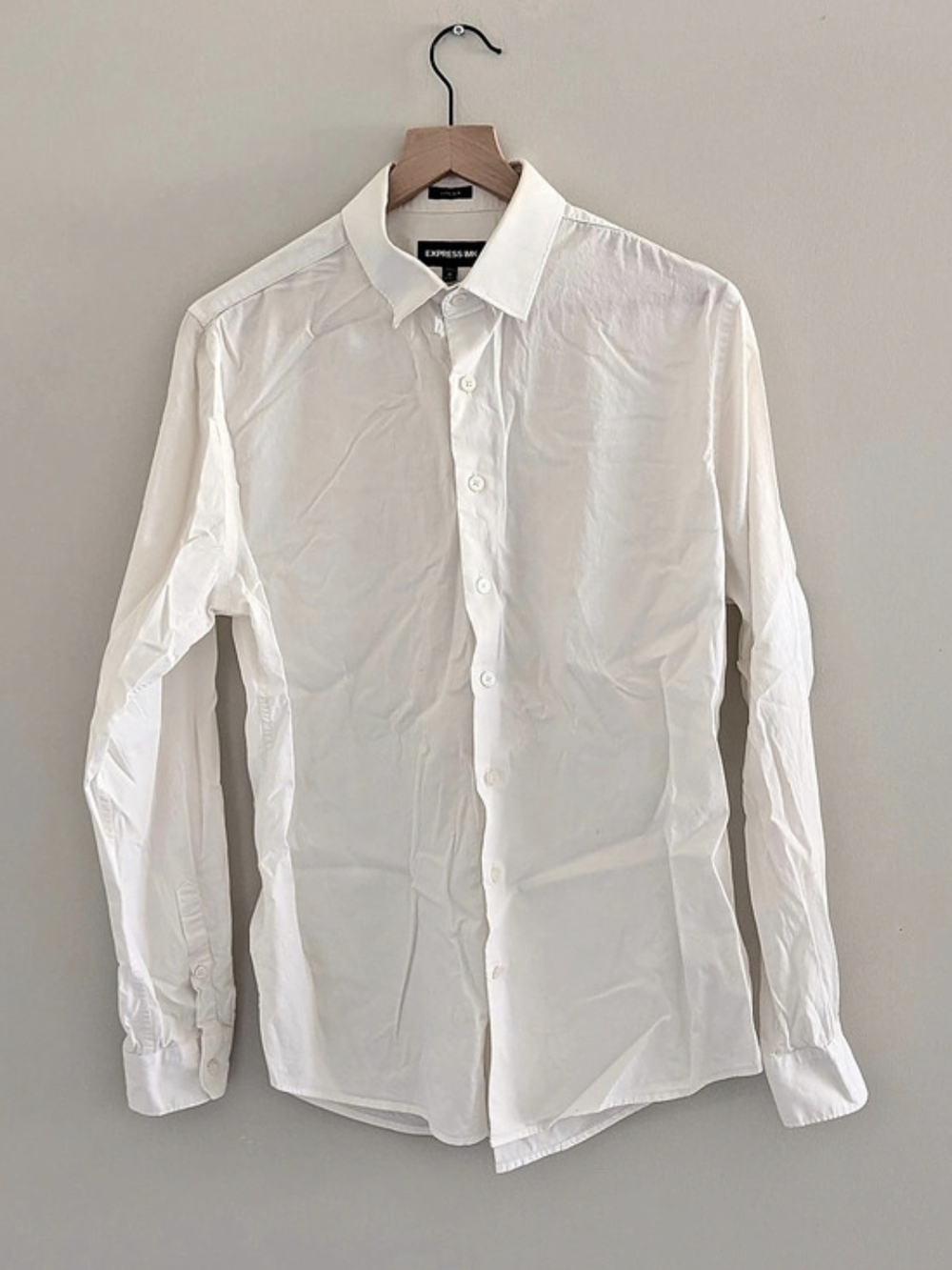 Express 1MX Extra Slim Solid Cotton Stretch Dress Shirt Medium 15-15.5